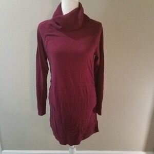 🦋 Cowl Neck Wine Ruched Sweater Dress